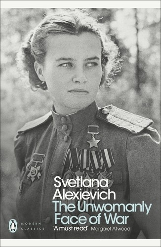 Cover of the book, with a large black and white photo of a young woman officer with several medals on her chest.