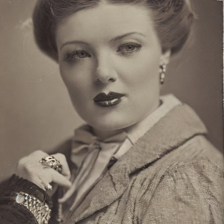 black and white photograph of a wealthy woman, circa 1940