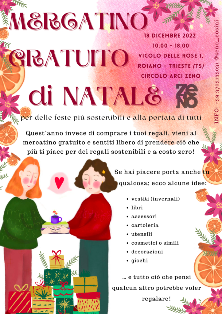 A poster for the event that happened in Italian. "Mercatino Gratuito di Natale".