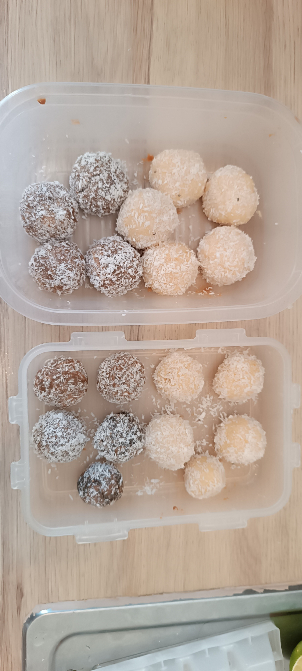 Some round balls, brisadeiro and beijinhos, a typical Brazilian  dessert 