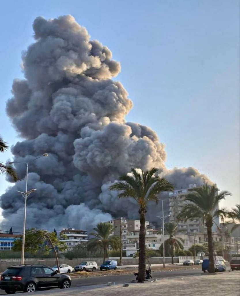 Massive smoke rising from the site of Israel's latest bombings of ancient city of Tyre