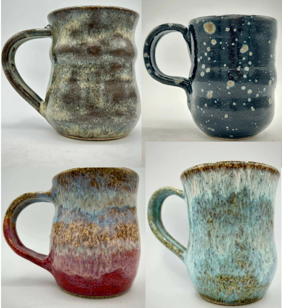 Four mugs.