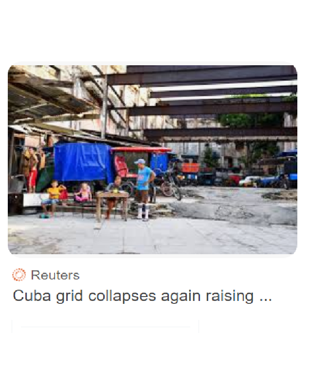 Reuters Cuba grid collapses again 