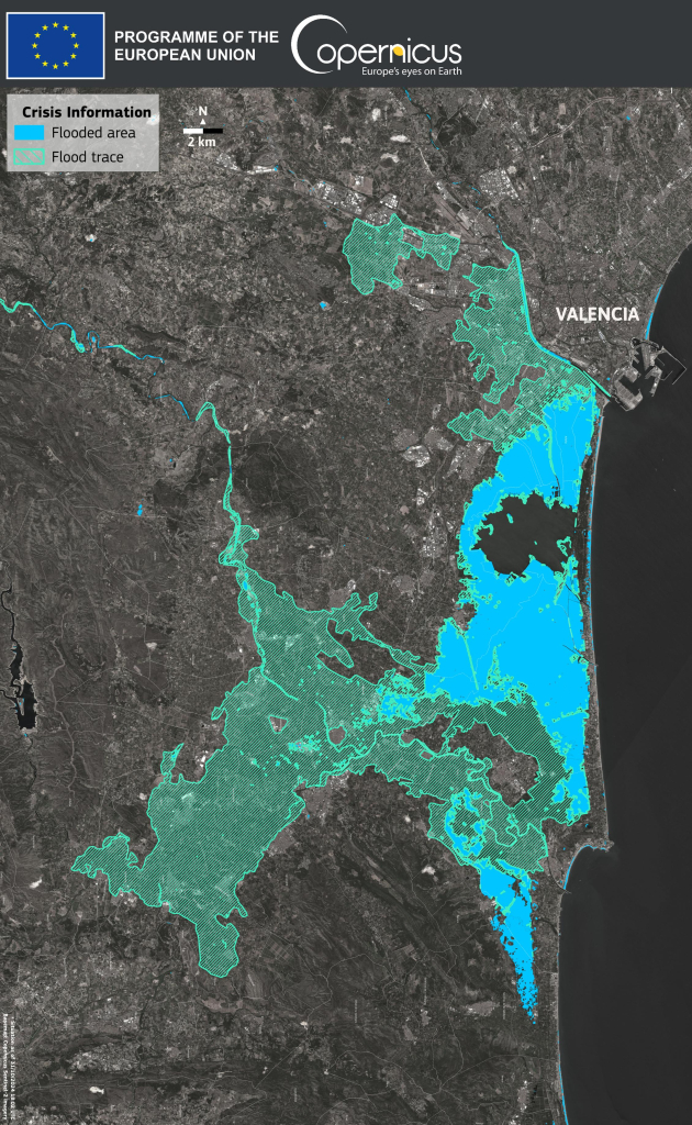 La imagen muestra la zona inundada y las zonas afectadas por la inundación en Valencia, a 03-11-2024.