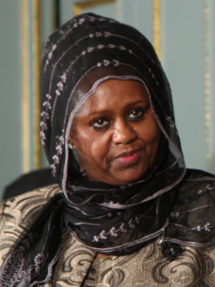 Fawzia Yusuf Adam in 2013. She is a Black woman wearing a black and silver hijab.