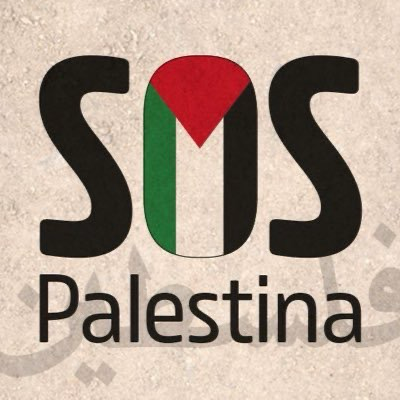 SOS Palestina
Cartaz. Sobre fondo cor area-parece,realmente,area de praia - letras en maísculas:SOS. Na O, pintada por dentro a bandeira palestiniana. Embaixo pon :Palestina.
SOS Palestina