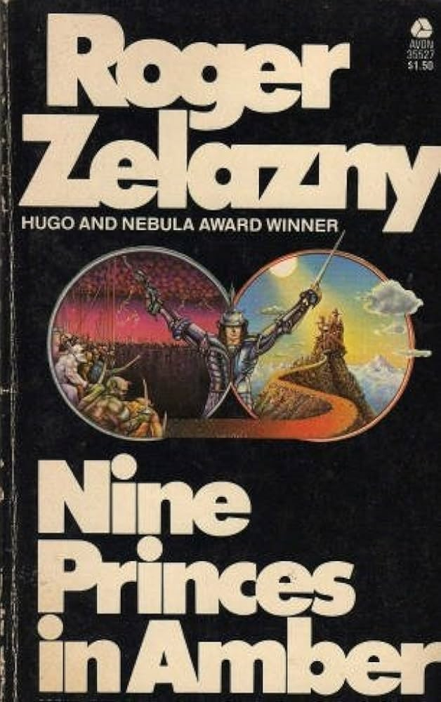 Cover art for Nine Princes in Amber by Roger Zelazny, hugo and nebula award winner -- the first book in the Chronicles of Amber