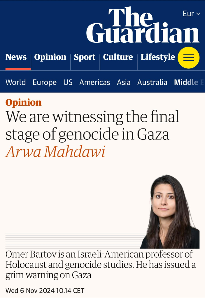 Opinion
We are witnessing the final stage of genocide in Gaza
Arwa Mahdawi

Omer Bartov is an Israeli-American professor of Holocaust and genocide studies. He has issued a grim warning on Gaza