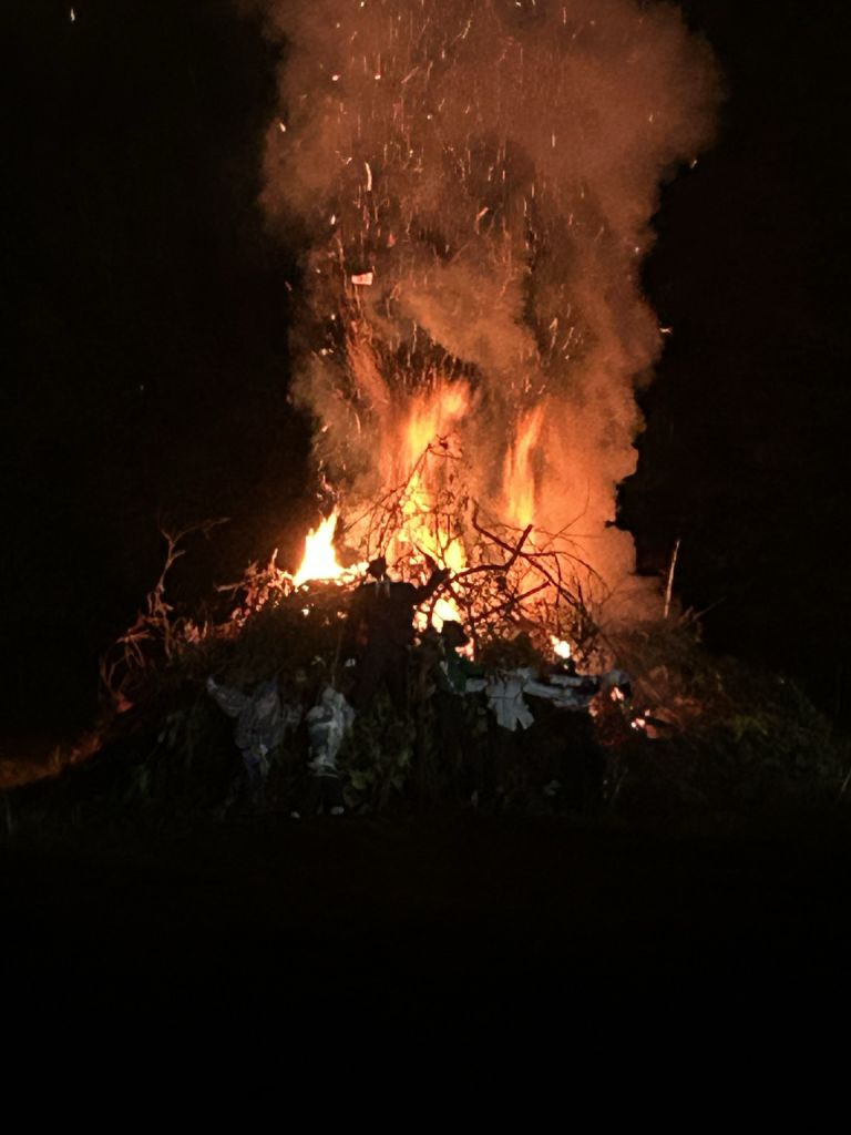 Bonfire night fire. ‘Guys’ just visible