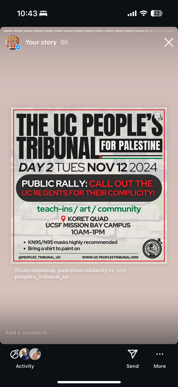 Day 2 public rally, Korey squat, UCSF, 10am-1pm