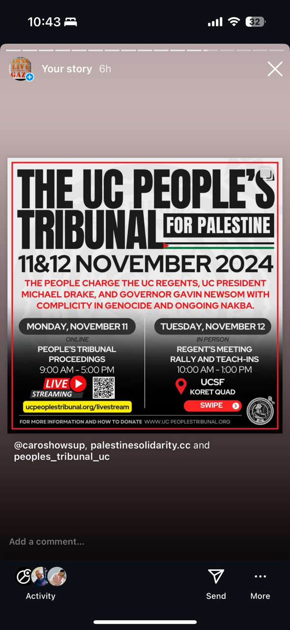 UC People’s Tribunal for Palestine 11&12 November 2024