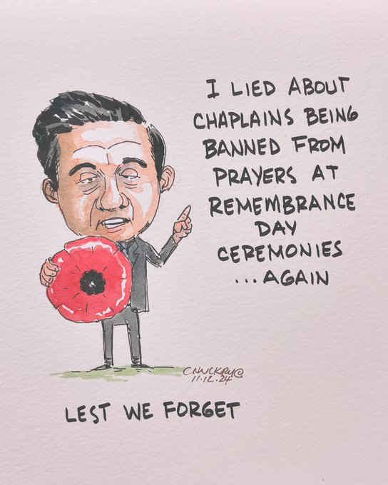 CREDIT: Chris Chuckry
Image of PP holding a poppy
"I lied about chaplains being banned from prayers at Remembrance Day ceremonies..again"
Lest we forget