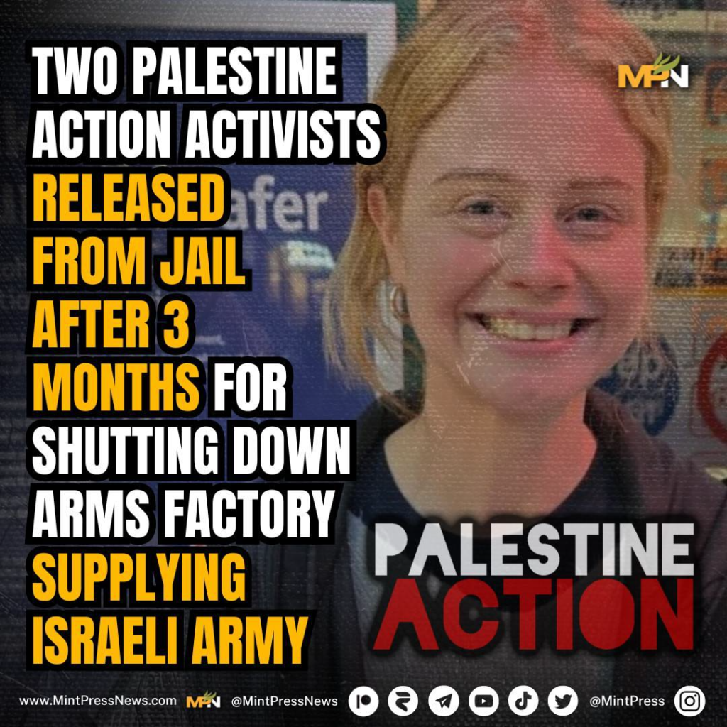 The two from a group known as the Thales 5 were sentenced to prison after shutting down a weapons factory in Glasgow that supplies the Israeli military.
Three of the five activists are still behind bars. 