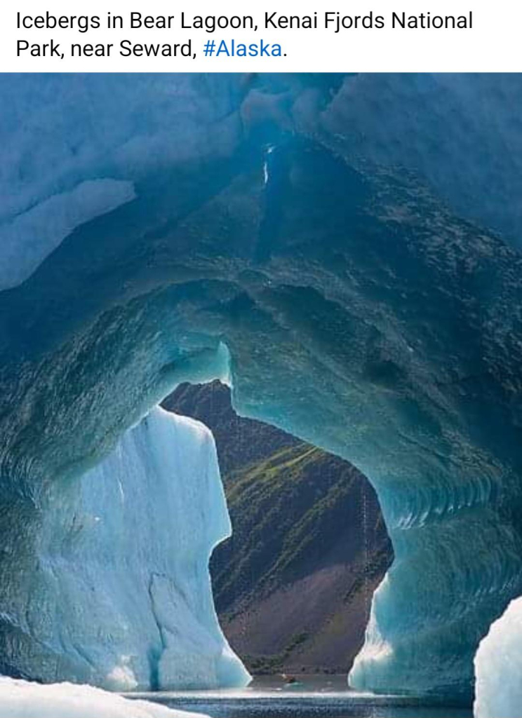 Icebergs in Bear Lagoon, Kenai Fjords National Park, near Seward, #Alaska.