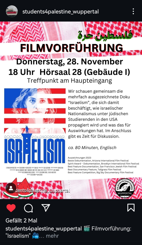 students4palestine_wuppertal on Instagram Screenshot