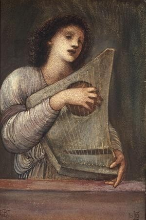 Painting of a person playing a lyre.