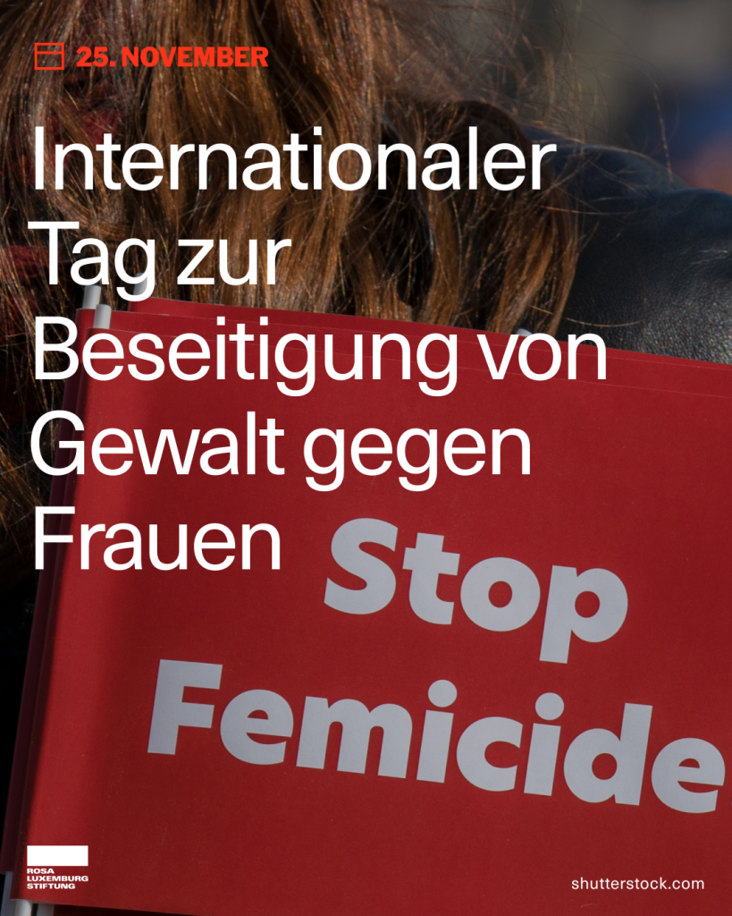 Sharepic mit dem Text: "25. November. Internationaler Tag zur Beseitigung von Gewalt gegen Frauen"