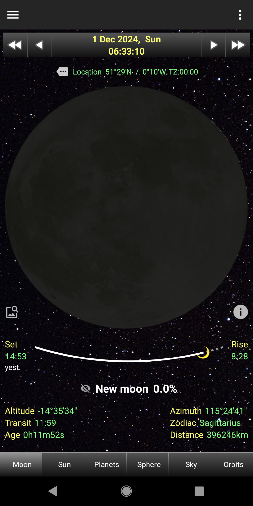 Dark Moon icon 0% on the Daff Moon app for Gregorian date Dec 1