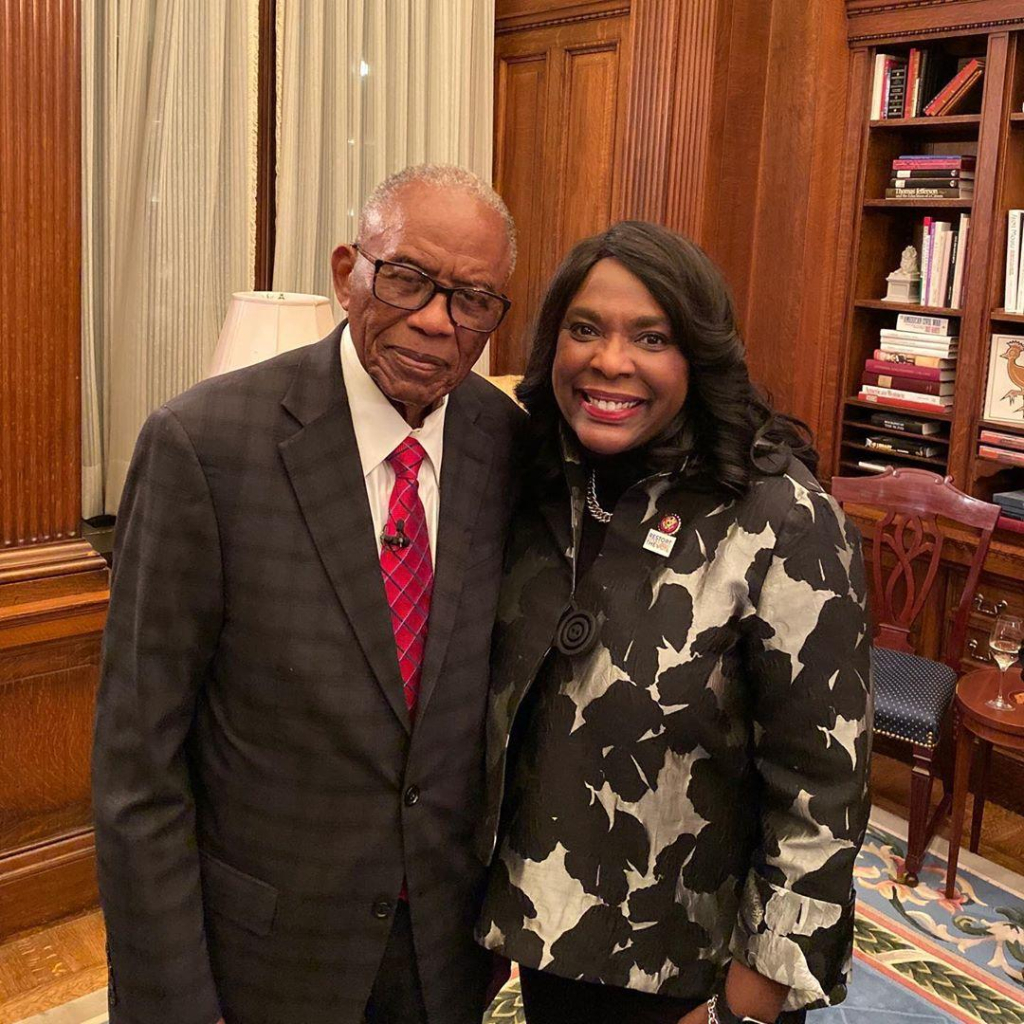 Fred Gray at an exhibition opening about Rosa Parks at the Library of Congress with Terri Sewell in 2019