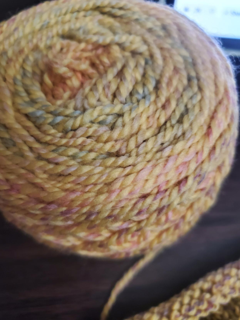 Close up of cake of yarn