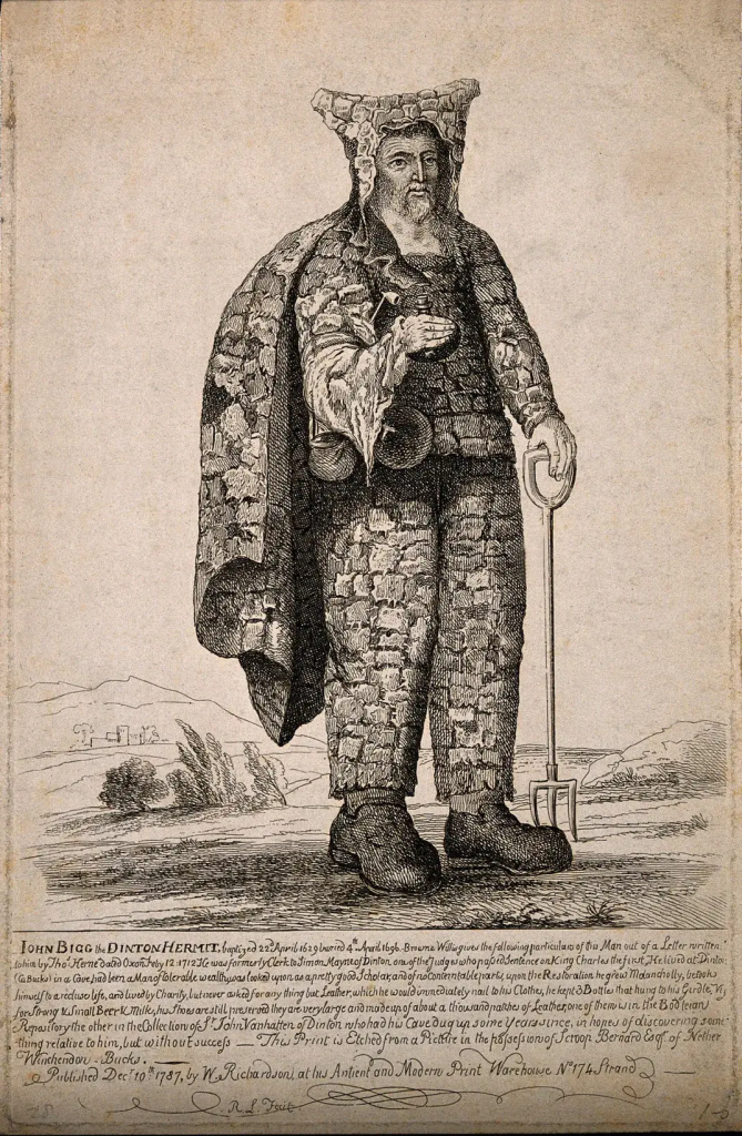 An 18th-century etching of "eccentric hermit" 

John Bigg Wellcome Collection under public domain