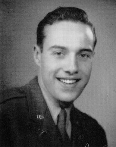 Conservative politician Bob Dole as a smiling fresh faced young military man 