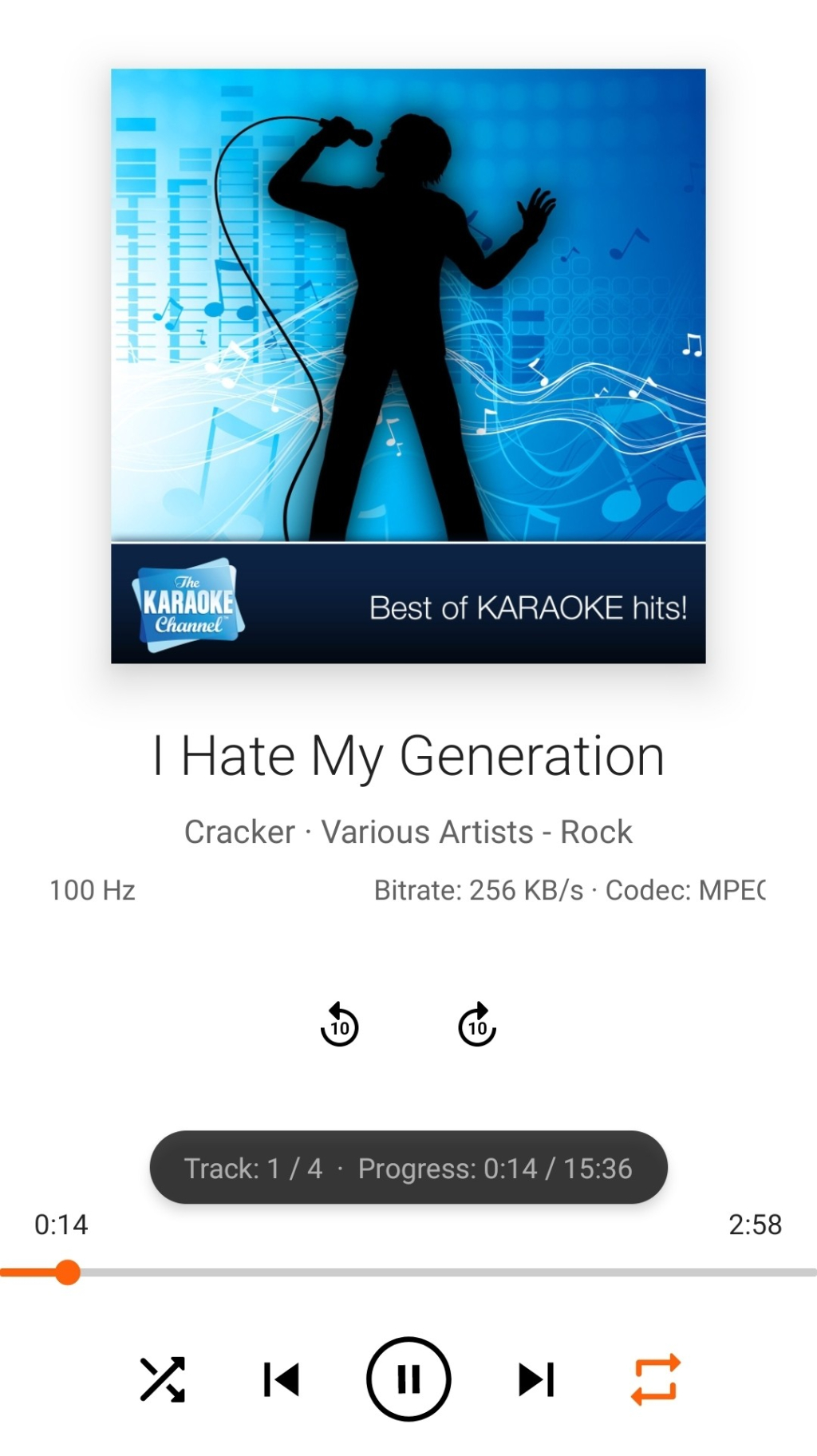 VLC album art for a Cracker Song, My Generation, is a generic filler some "Best of Karaoke Hits" album