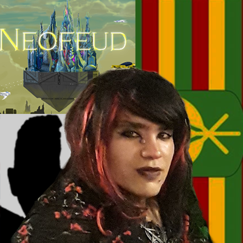 Silver Spook in front of Hawaiian flag and Neofeud image