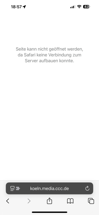Hardcopy Safari Browser unter iOS beim Versuch eine Seite zu öffnen