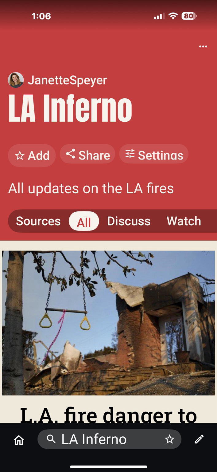 A screenshot of a post about the LAfire