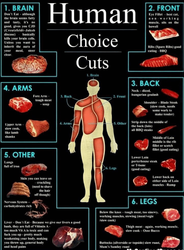 Human butcher chart.