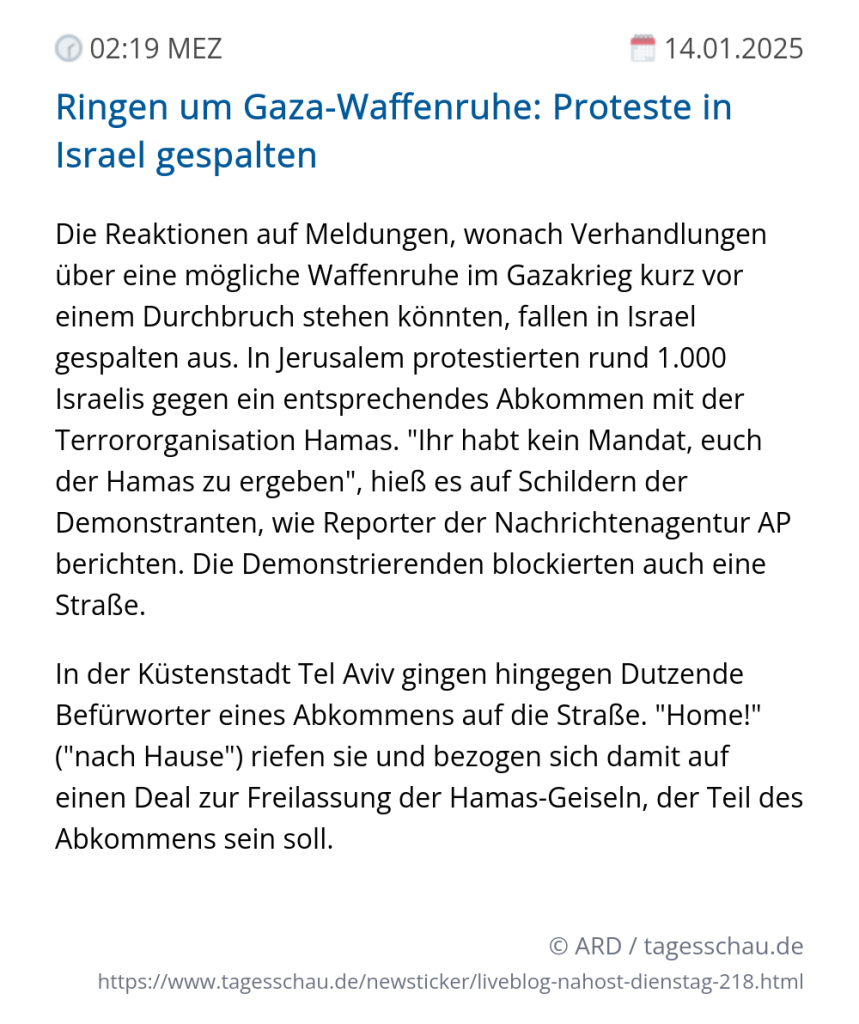 Screenshot eines tagesschau Liveblog Eintrags.