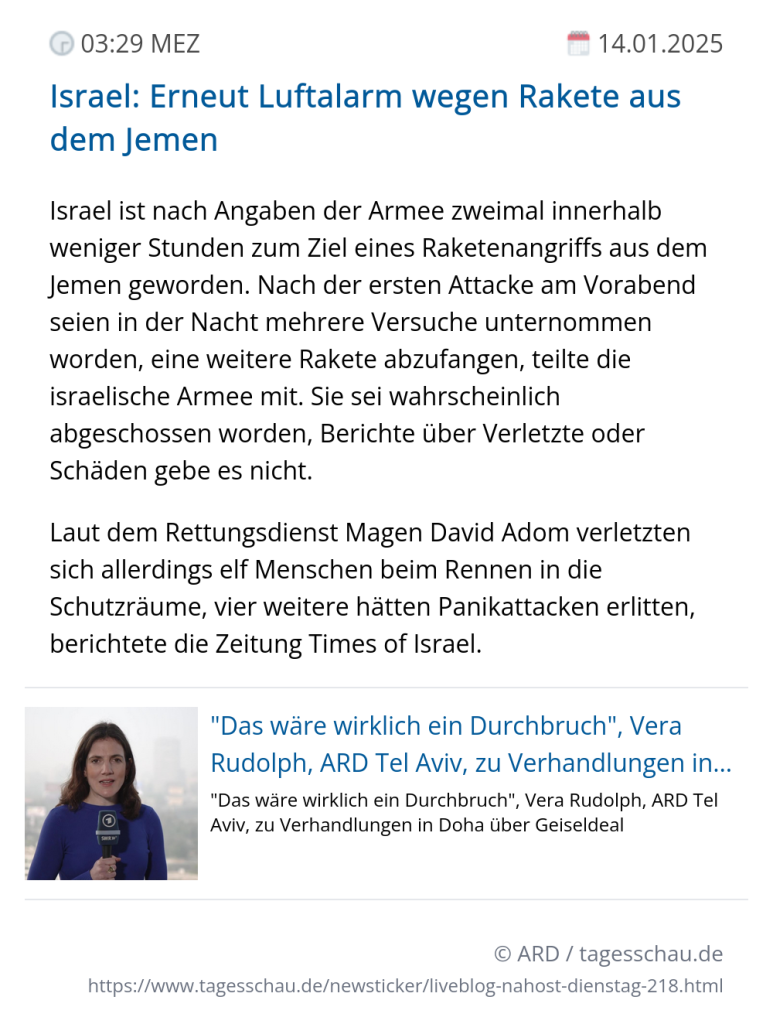 Screenshot eines tagesschau Liveblog Eintrags.