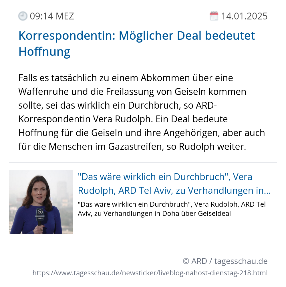 Screenshot eines tagesschau Liveblog Eintrags.