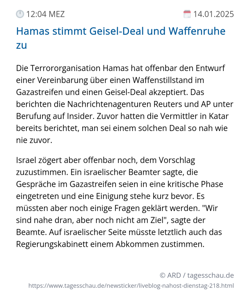 Screenshot eines tagesschau Liveblog Eintrags.