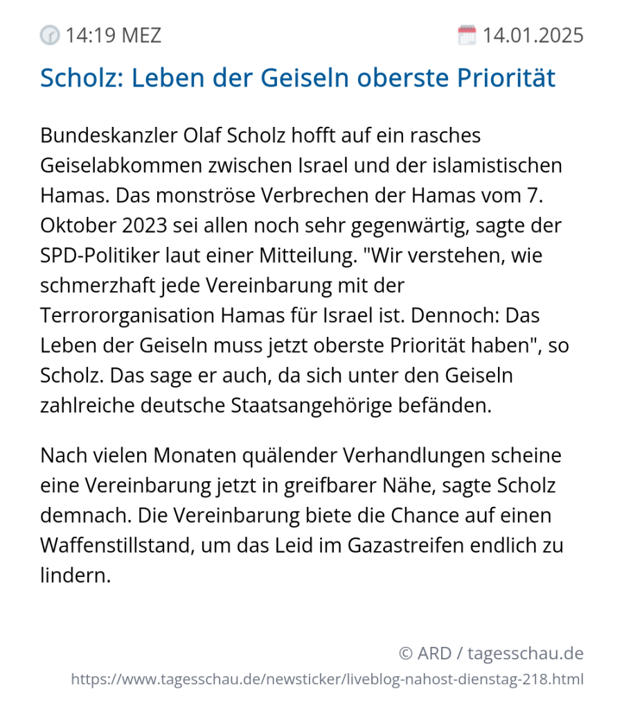 Screenshot eines tagesschau Liveblog Eintrags.