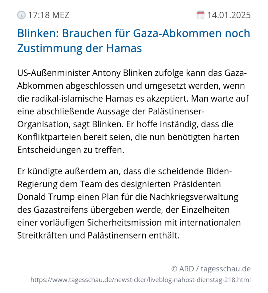 Screenshot eines tagesschau Liveblog Eintrags.