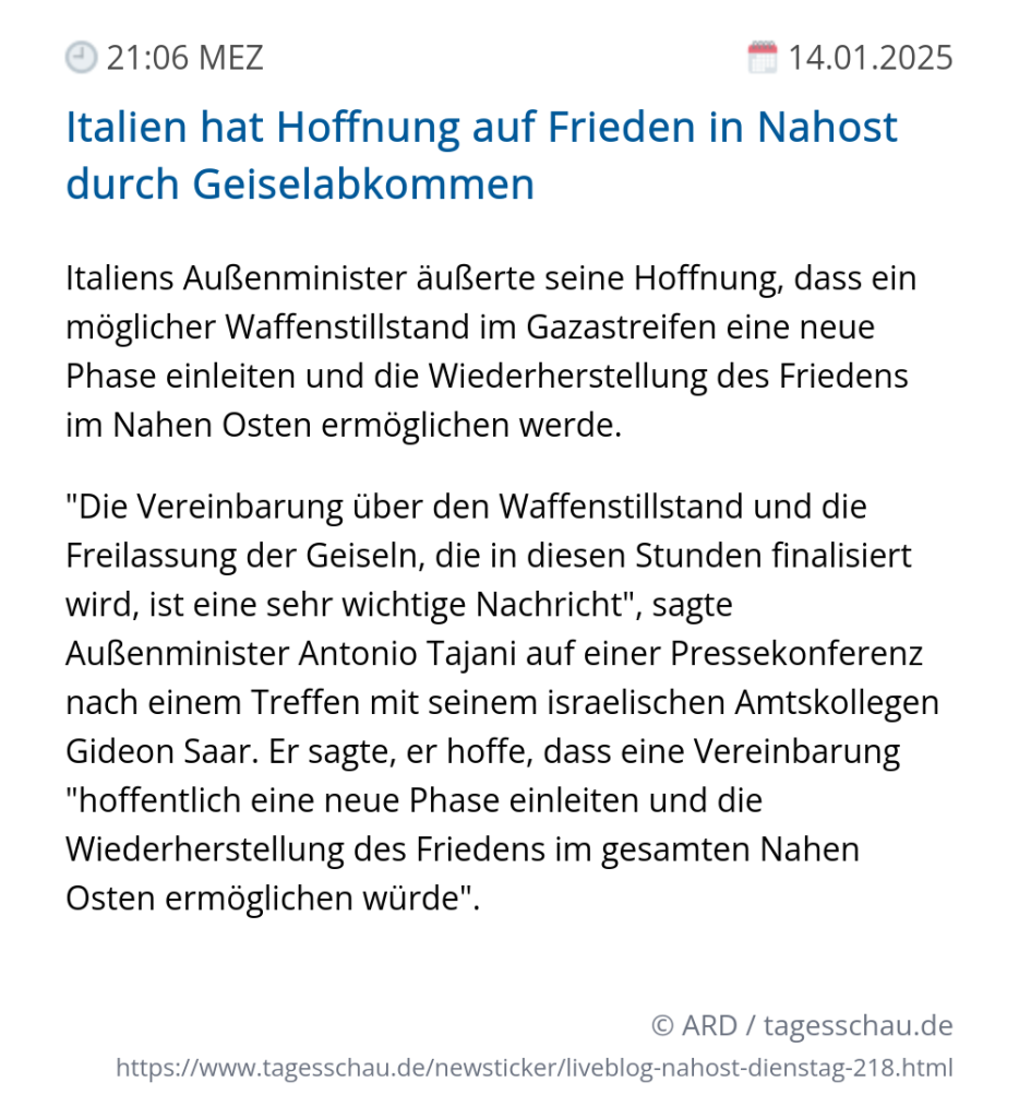 Screenshot eines tagesschau Liveblog Eintrags.