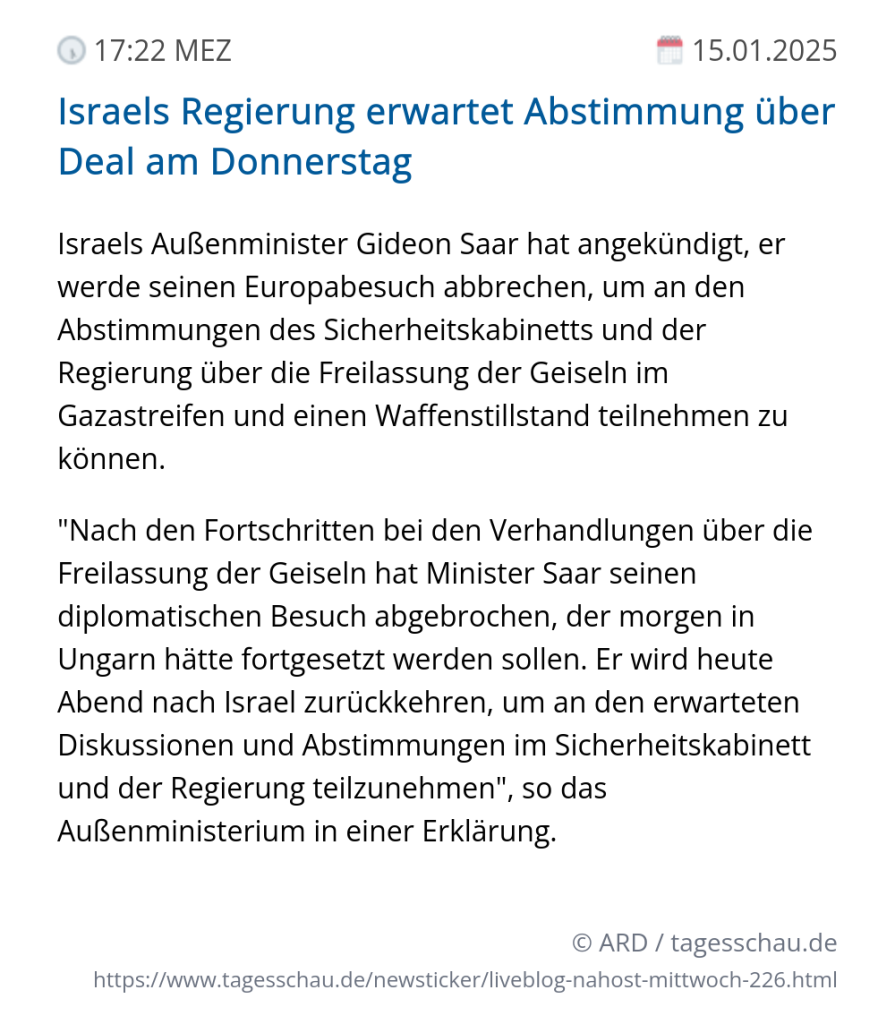 Screenshot eines tagesschau Liveblog Eintrags.