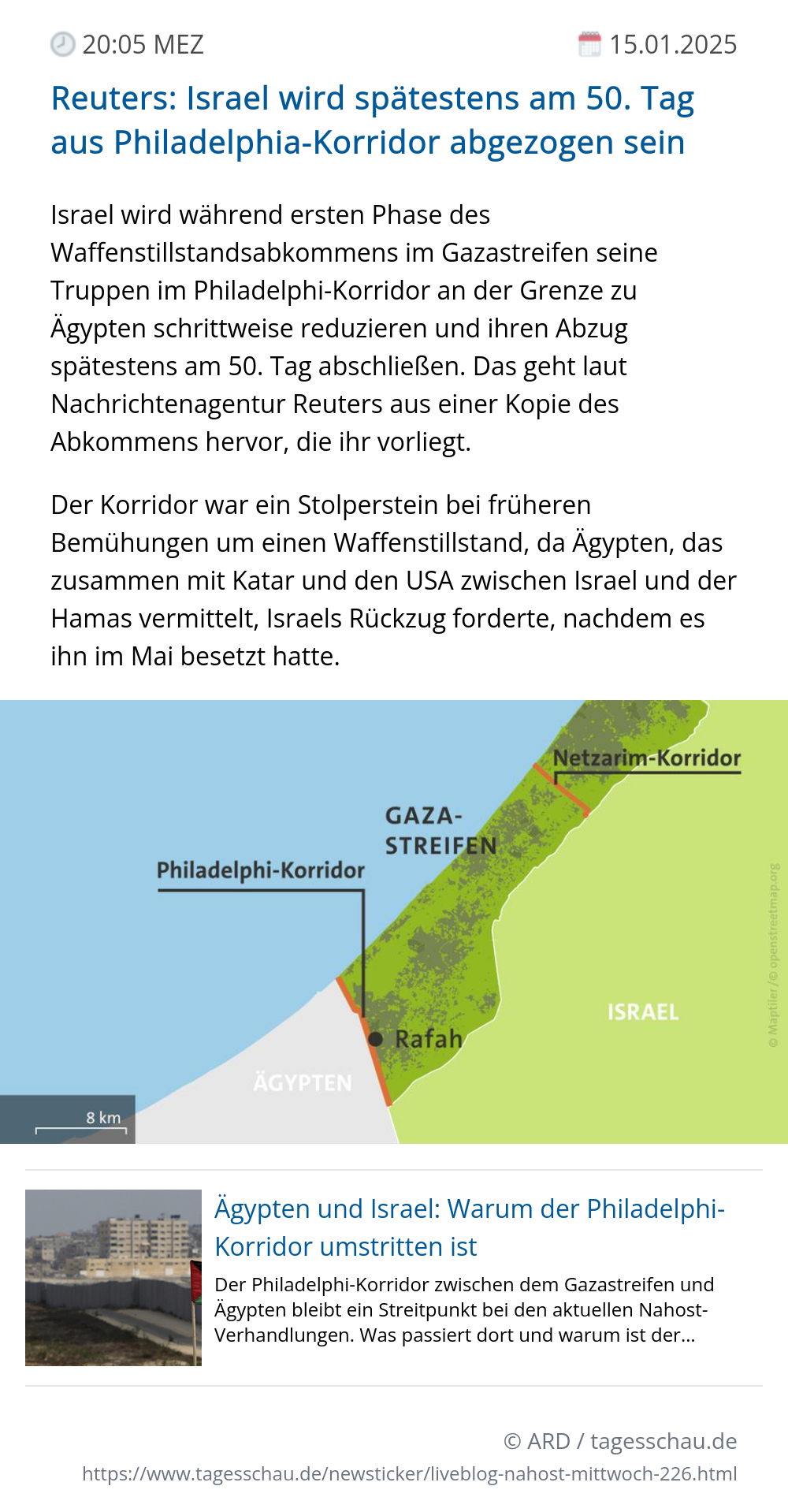 Screenshot eines tagesschau Liveblog Eintrags.