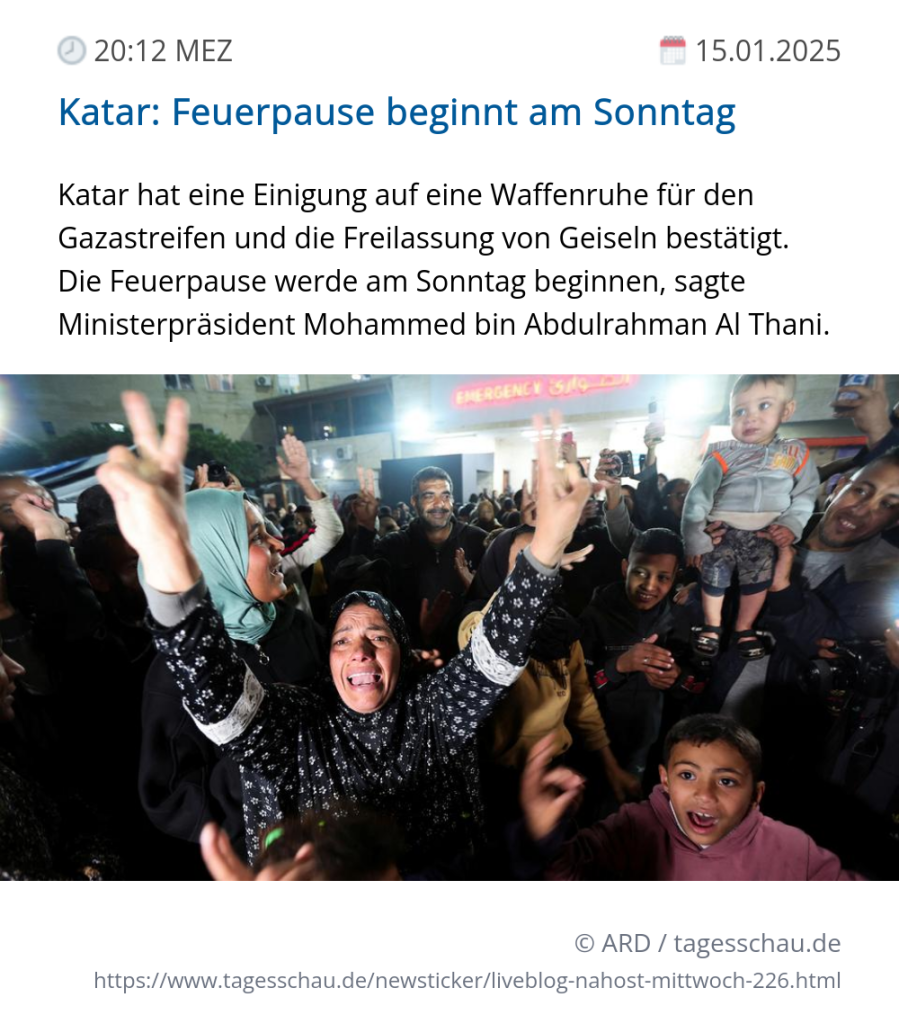 Screenshot eines tagesschau Liveblog Eintrags.