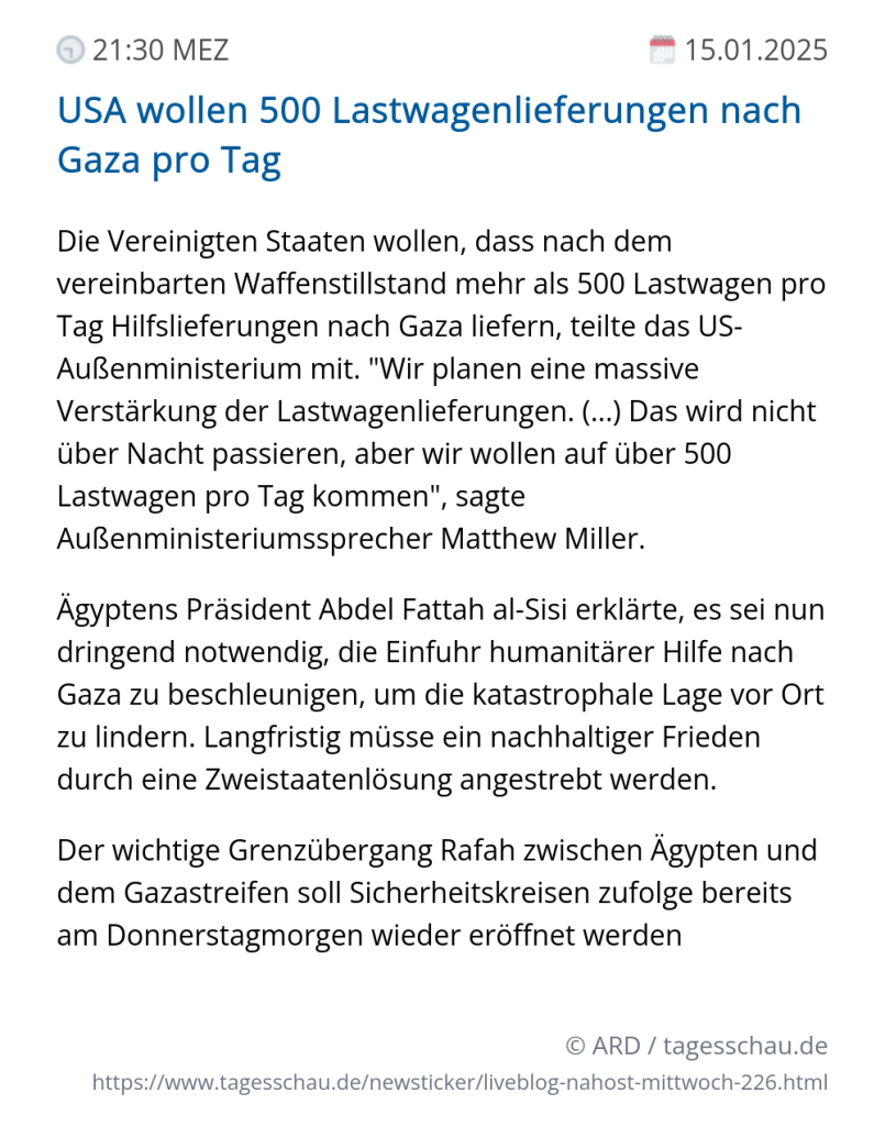 Screenshot eines tagesschau Liveblog Eintrags.