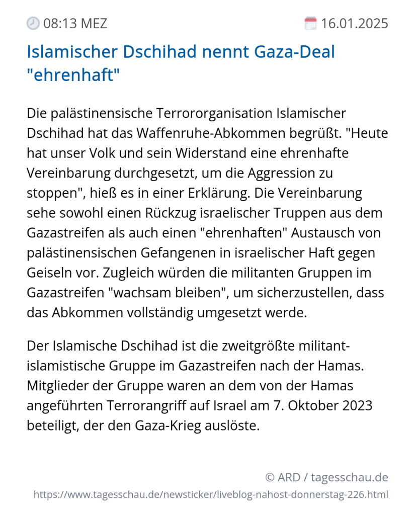 Screenshot eines tagesschau Liveblog Eintrags.