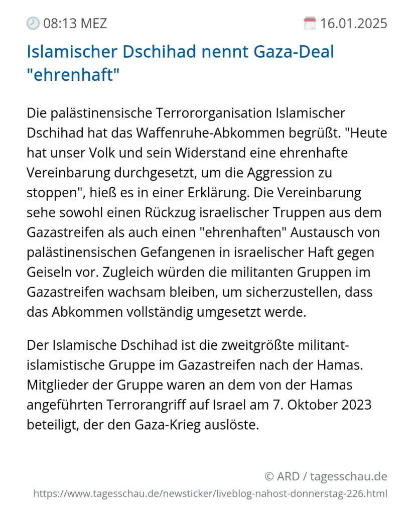 Screenshot eines tagesschau Liveblog Eintrags.