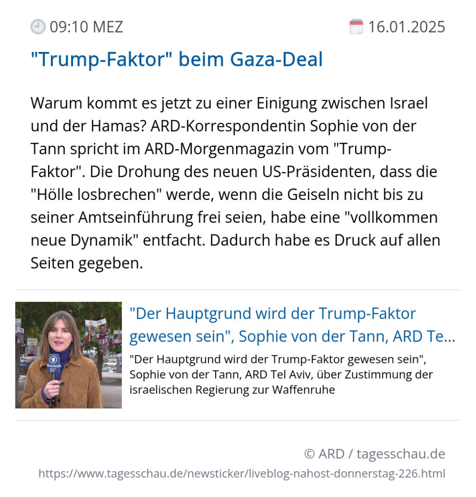 Screenshot eines tagesschau Liveblog Eintrags.