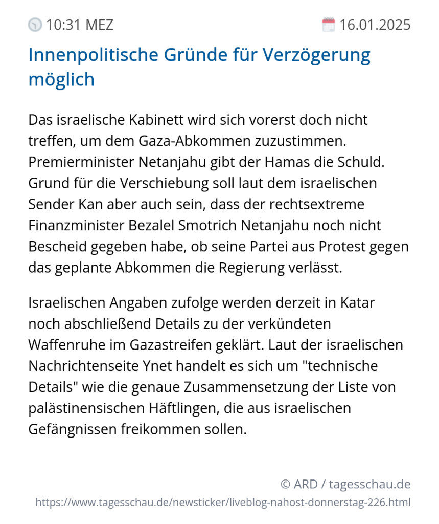 Screenshot eines tagesschau Liveblog Eintrags.