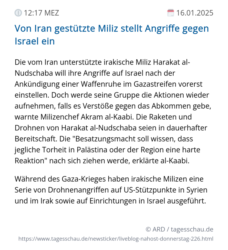 Screenshot eines tagesschau Liveblog Eintrags.