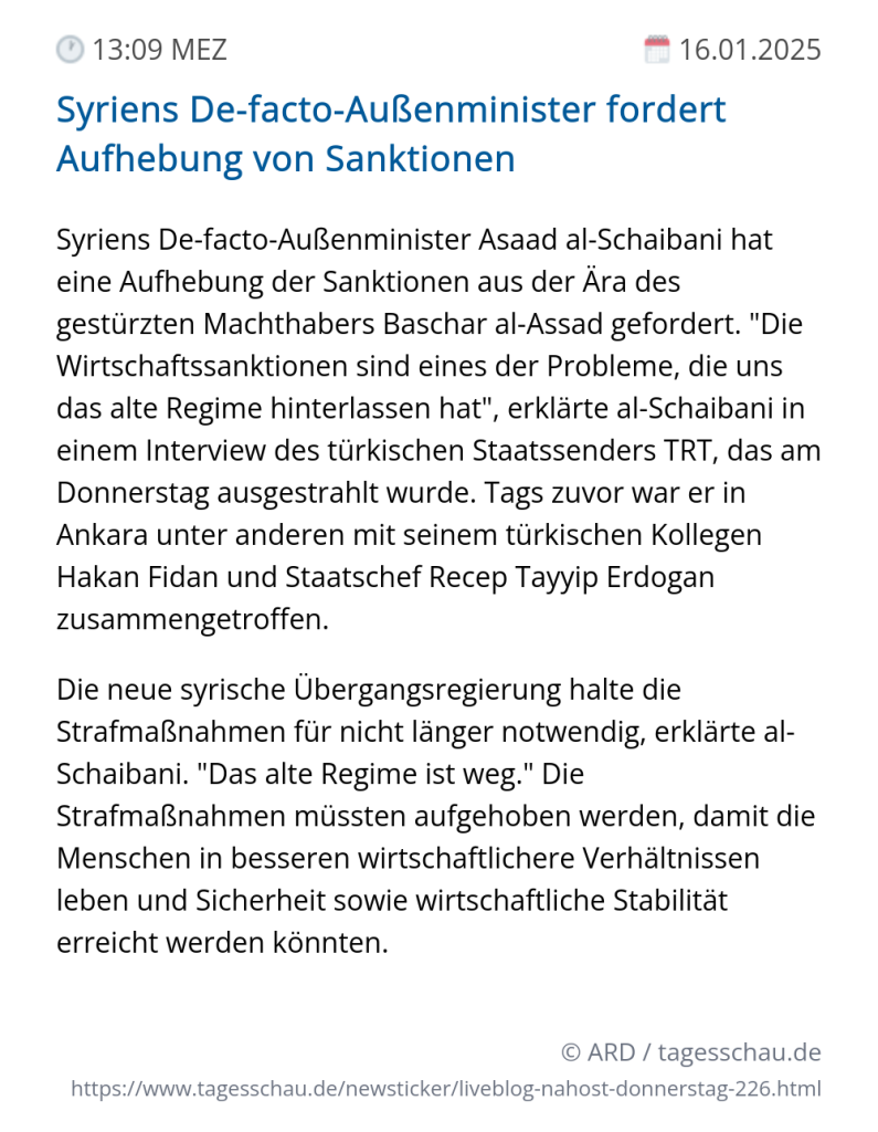 Screenshot eines tagesschau Liveblog Eintrags.