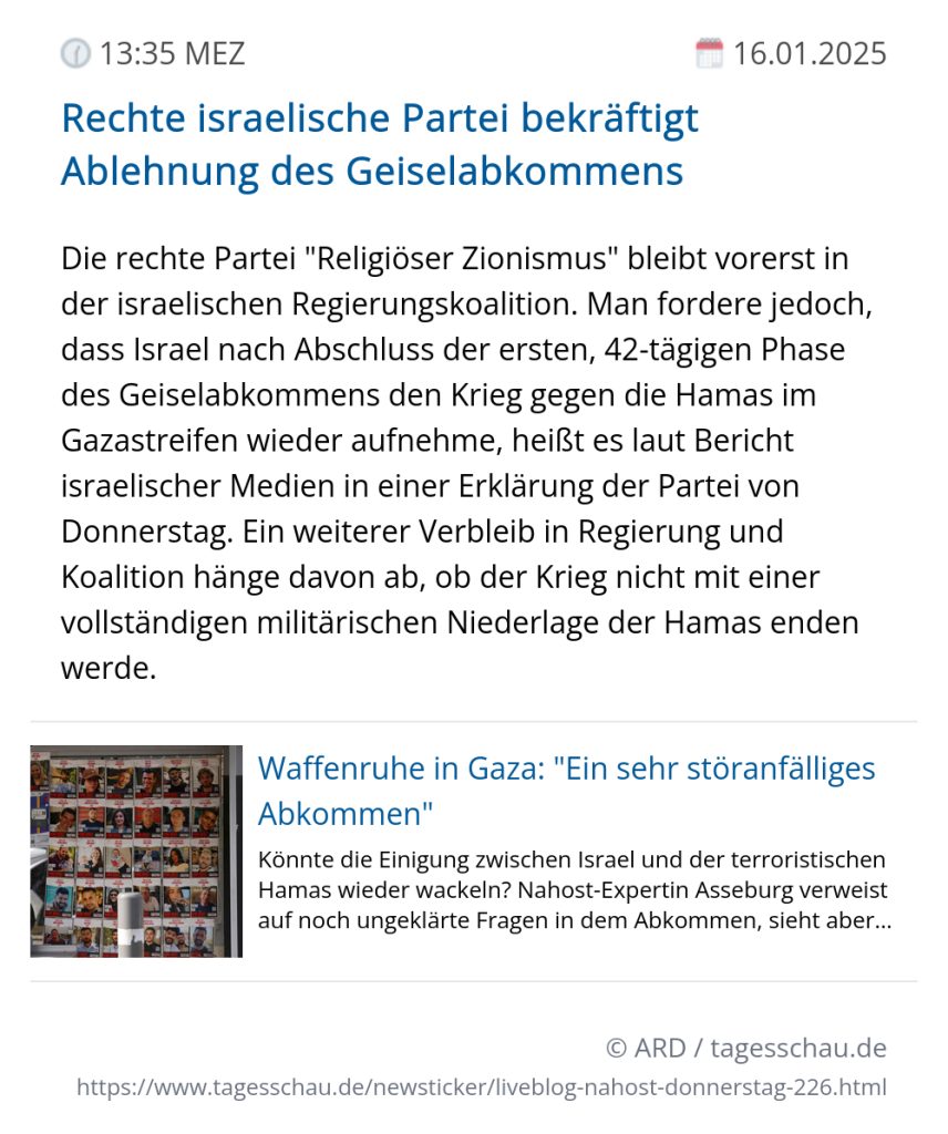 Screenshot eines tagesschau Liveblog Eintrags.