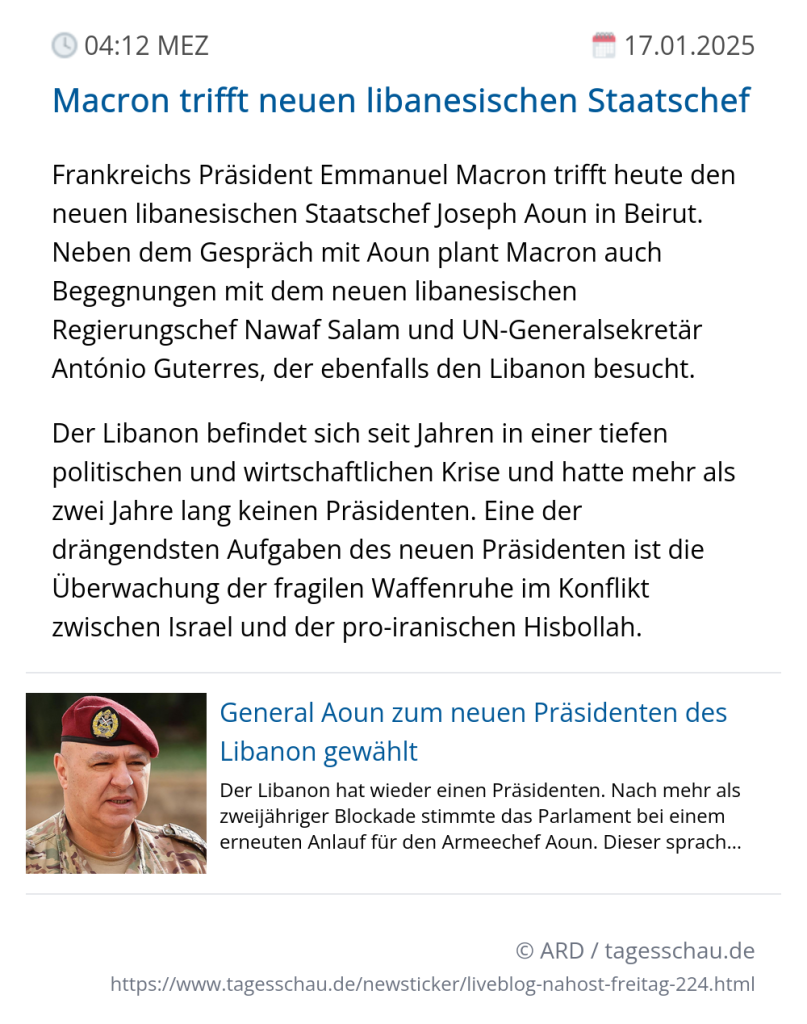 Screenshot eines tagesschau Liveblog Eintrags.